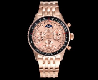 Breitling Navitimer B19 Movement 43*14mm Rose Gold Stainless Steel Strap Complications Watch